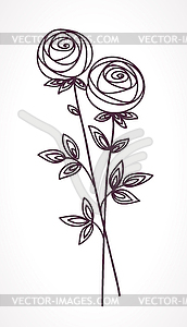 Roses. Stylized flower bouquet hand drawing. Outlin - vector image