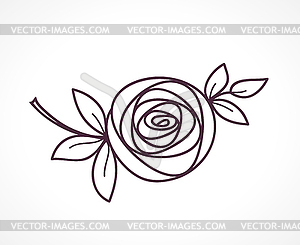 Rose. Stylized flower symbol. Outline hand drawing - vector image