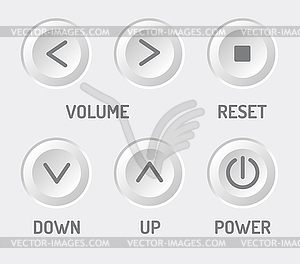 White Plastic Control Panel. Navigation buttons set - royalty-free vector image