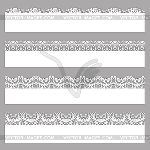 Lace borders. Set of white seamless patterns - white & black vector clipart