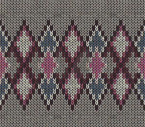 Seamless Knitted Pattern. Vinous White Brown - vector clip art