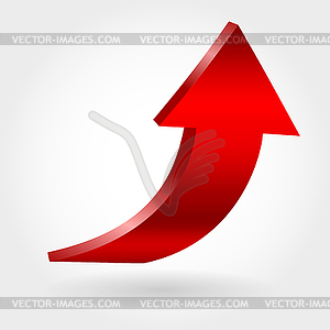 Red arrow and neutral white background. 3D - vector clipart