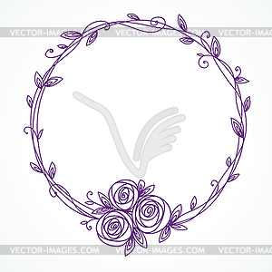 Floral frame. Wreath of rose flowers - vector clipart