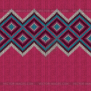 Seamless knitted pattern with rhombus. Decorative - vector clip art