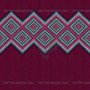 Seamless knitted pattern with rhombus. Decorative - vector clipart