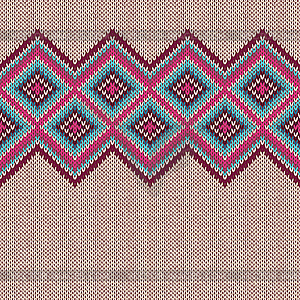 Seamless knitted pattern with rhombus. Decorative - vector image