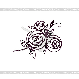 Roses. Stylized flower bouquet hand drawing. Outlin - vector image