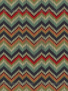 Multicolor seamless knit pattern. Zigzag - vector clipart