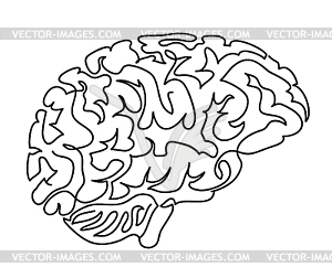 Brain icon . Line art and sketch of human heart. - vector image