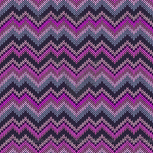 Multicolor seamless knit pattern zigzag embroidery - vector image