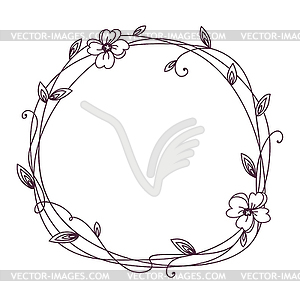 Floral Frame. Wreath with stylized leaves. Rustic - vector image