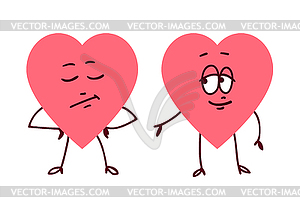 Pair of hearts . Concept of friendship love - vector image