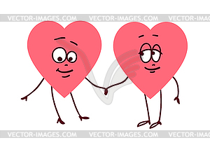 Pair of hearts holding hands. Concept of - vector clip art