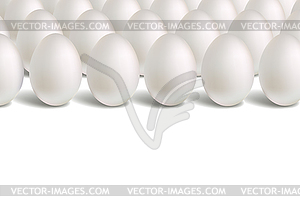 White eggs stand vertically. Horizontal rows of - vector clipart