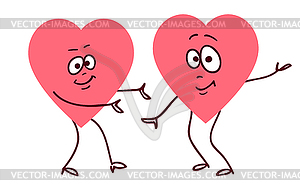 Pair of dancing hearts. Concept of friendship love - vector clipart