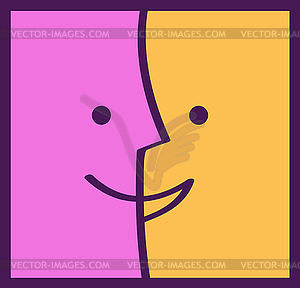 Color faces emotions. Communication and - vector image