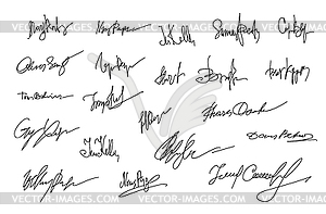 Autographs Set. Collection of Business Contract - royalty-free vector image