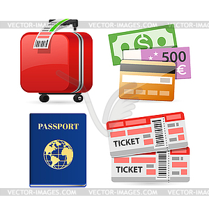 Colorful Travel Planning Icons - vector clip art