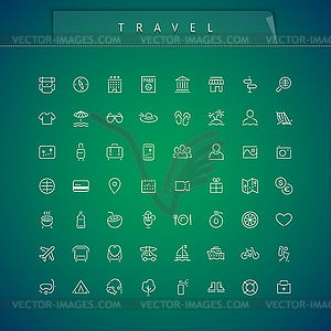 Travel and Vacation Thin Icons Set - vector clip art