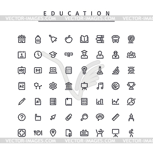 Education Stroke Icons Set - vector image