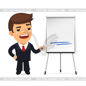 Businessman With Marker in Front of Flipchart - vector image