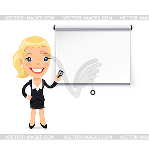 Businesswoman Gives Presentation or Seminar - vector clip art