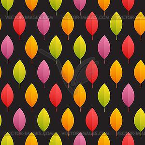 Autumn Leaves Seamless Pattern on Dark Background - vector clipart / vector image