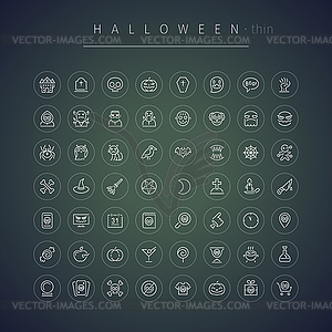 Halloween Thin Rounded Icons Set - vector clipart