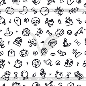 Halloween Seamless Pattern With Icons - vector clipart