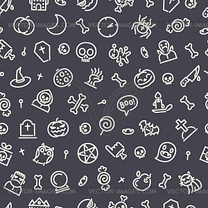 Halloween Seamless Pattern With Icons Dark - vector image