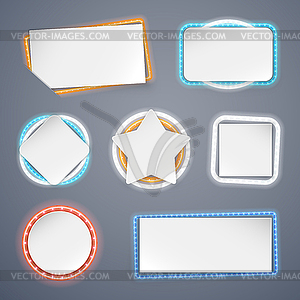 Banners With Neon Lights Decorations - vector clipart