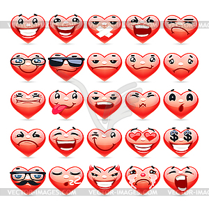 Valentine Heart Emoticons Collection - vector clipart