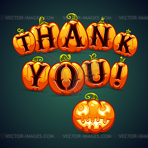 Halloween Pumpkin Says Thank You - vector image