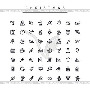 Christmas Outline Icons Set - vector image