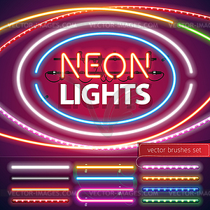 Neon Lights Decoration Set - vector image
