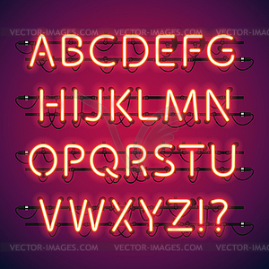 Glowing Neon Bar Alphabet - vector clipart