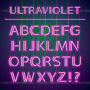 Glowing Ultraviolet Neon Alphabet - vector image