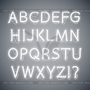 White Glowing Neon Alphabet - vector clipart