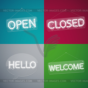 Four Neon Signs - vector clipart / vector image