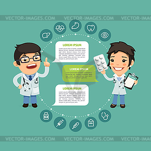 Speaking Doctor Infographic with Icons - vector clipart