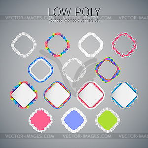 Low Poly Rounded Rhomboid Banners Set - vector clip art