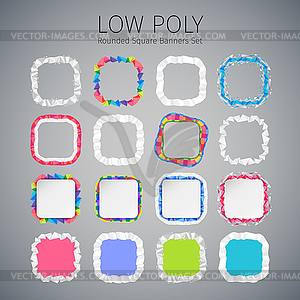 Low Poly Rounded Square Banners Set - vector clipart