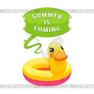 Colorful Duck Says Summer is Coming - vector image