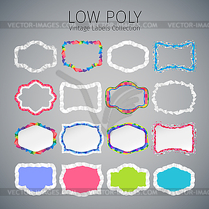 Low Poly Vintage Labels Collection - vector EPS clipart