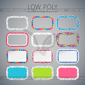 Low Poly Rounded Rectangle Banners Set - vector clipart