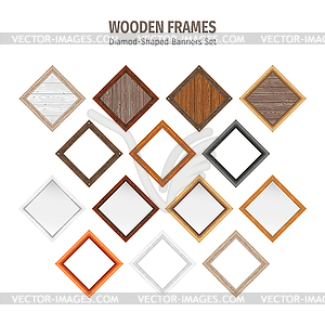 Wooden Diamond-Shaped Banners Set - royalty-free vector image