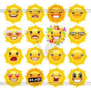 Fun Sun Emojis - vector image