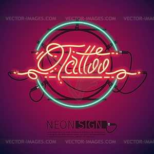 Retro Neon Tattoo Sign - vector clipart