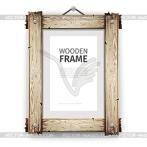 Old Wooden Frame with White Paint - vector clipart