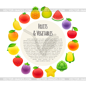 Fruits and Vegetables Round Banner - vector clip art